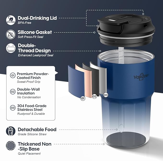 16 oz Coffee Insulated Tumbler with Lid and Flip Straw, Leak-Proof Food Grade 304 Stainless Steel Travel Coffee Mug, Double Wall Vacuum Cup for Hot and Cold Drinks (Green)