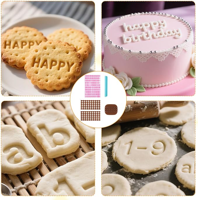 172Pcs Letter Stamps for Clay, Pottery Name Alphabet Cookie Stamps Molds for Cake Baking Chocolate, Embosser Fondant Clay Letter Stamp Cutters Stencils, Mooncake Air Dry Polymer Clay Cutters Molds