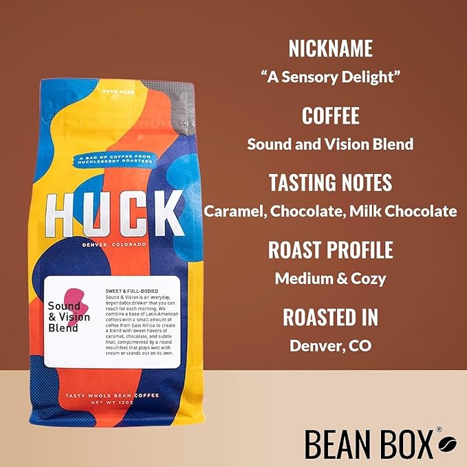 Sound and Vision Blend - Roasted by Huckleberry Roasters - Whole Bean Coffee - 12 Ounce Bag