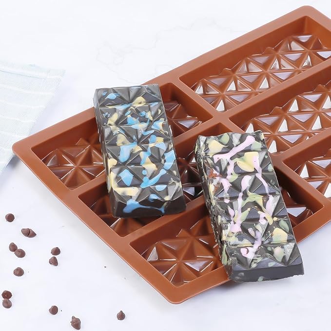 Deep Chocolate Bar Mold, Thick Silicone Chocolate Bar Mold for Stuffed Chocolate Bar, Wax Melt, Candy Bar Mold 2 Pack