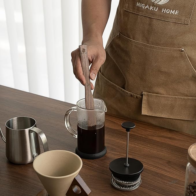 Black Walnut Coffee Stir Stick for Syphon Coffee Maker/Aeropress/French Press - 10" Wooden Coffee Brewer Accessory with Ergonomic Handle