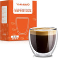 Set of 4 Double Walled Glass Coffee Mugs 5 Ounces Insulated Layer Coffee Cups Borosilicate Glass Espresso Cup for Hot Beverage,Cappuccino,Tea,Latte,Wine,Microwave Safe