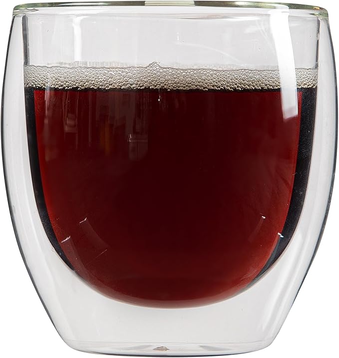 Restaurantware-Forma Professional 8.5 Ounce Double Wall Coffee Cups, 12 Insulated Latte Glasses - Dishwashable, Reusable, Clear Glass Beverage Cups, Freezable, For Hot Or Cold Beverages