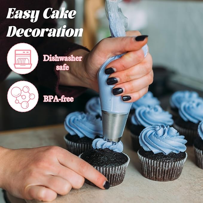 7 Pcs Small Round Piping Tips Set, Stainless Steel Cake Frosting Nozzles Professional Cake Decorating Tips Cupcake Icing Supplies for Baking Cookies Fondant Cream Bag Filler