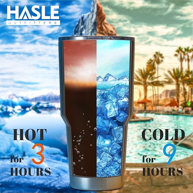 HASLE OUTFITTERS 30oz Stainless Steel Tumbler, Double Wall Vacuum Insulated Travel Mug Tumbler, Durable Insulated Coffee Mug, Gift Box Set (Grey, 8)