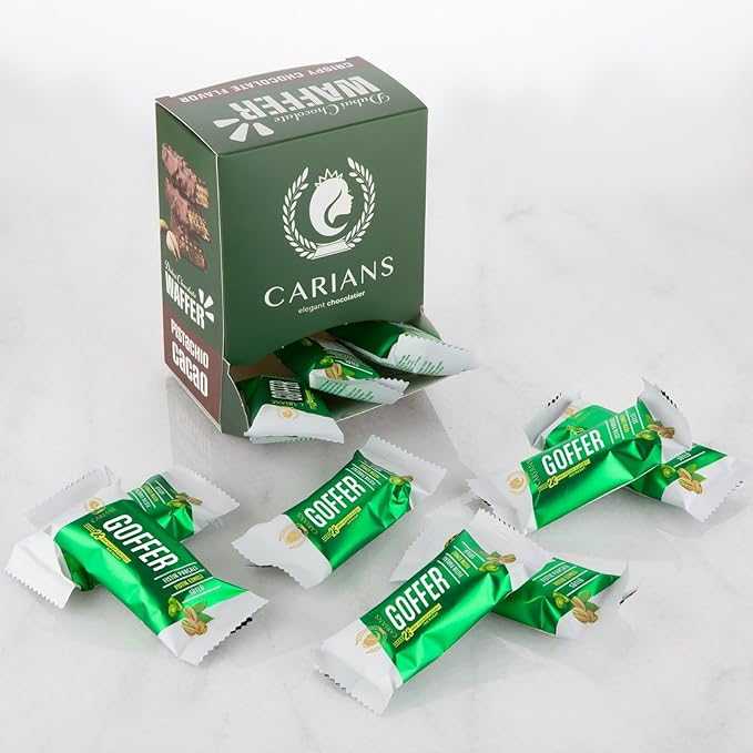 CARIANS One Bite Size Dubai Chocolate Wafers, 10 Pcs. Individually Wrapped Dubai Chocolate Wafers with Pistachio, Great for Gift Giving, Anniversary, Thanksgiving, Christmas