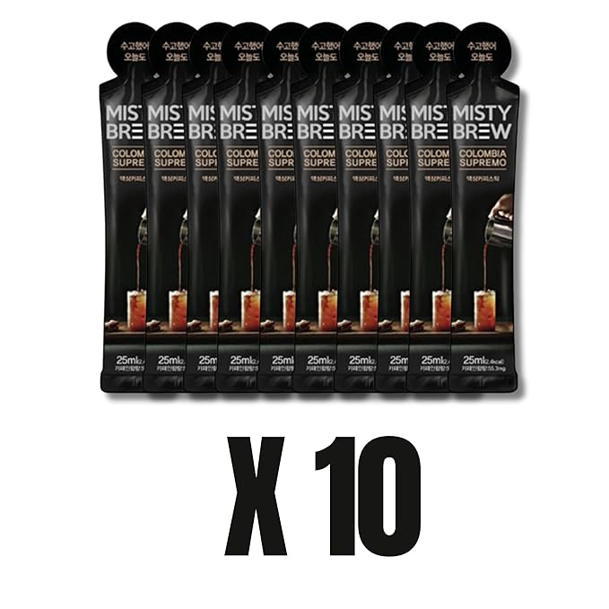 Cold Brew Coffee Concentrate liquid, Single Serve Coffee Sticks, MistyBrew, Imported from Korea, Premium coffee (10 sticks, Supremo)