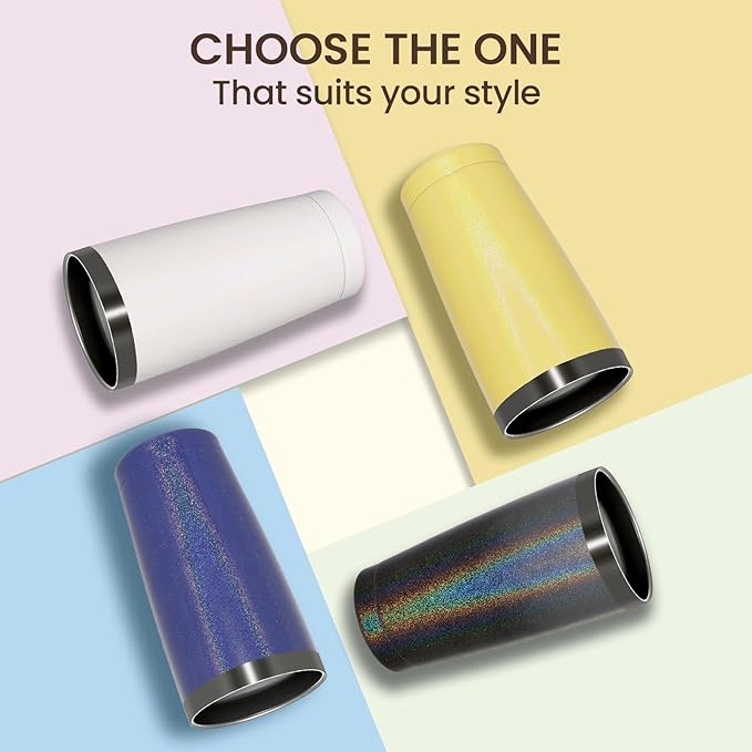 MEWAY 20oz Tumbler Double Wall Vacuum Insulated Travel Glitter Mug,Stainless Steel Tumblers with Lid and Straw, Powder Coated Coffee Cups for Woman (Rainbow Navy,1)