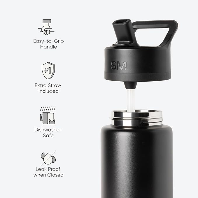 Simple Modern Summit Water Bottle with Straw Lid | Vacuum Insulated Stainless Steel | Leak Proof BPA-Free Cup for Travel, School, Sports | 30oz, Tropical Wave