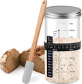 Sourdough Starter Jar, 1000ML Sourdough Starter Kit with Date Marked Feeding Band, Thermometer, Cloth Cover & Metal Lid, Reusable Sourdough Bread Baking Supplies, Home Baking Supplies