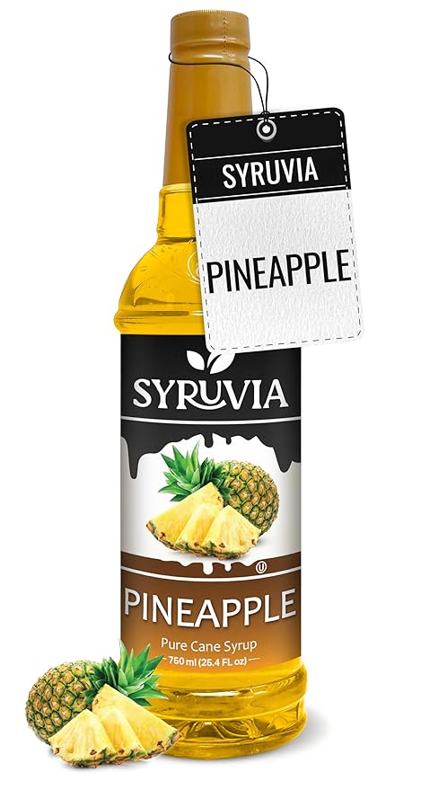 Syruvia Pineapple Syrup for Drinks 25.4 Ounces Pineapple Flavoring Syrup