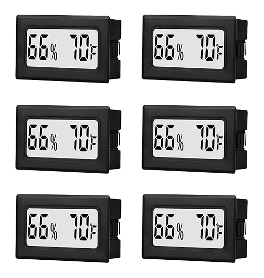 6 Pack Mini Small Digital Hygrometer Thermometer Indoor Temperature and Humidity Meter Gauge with Temp Humidity Sensor Monitor Fahrenheit (℉) for Jars,Home,Room
