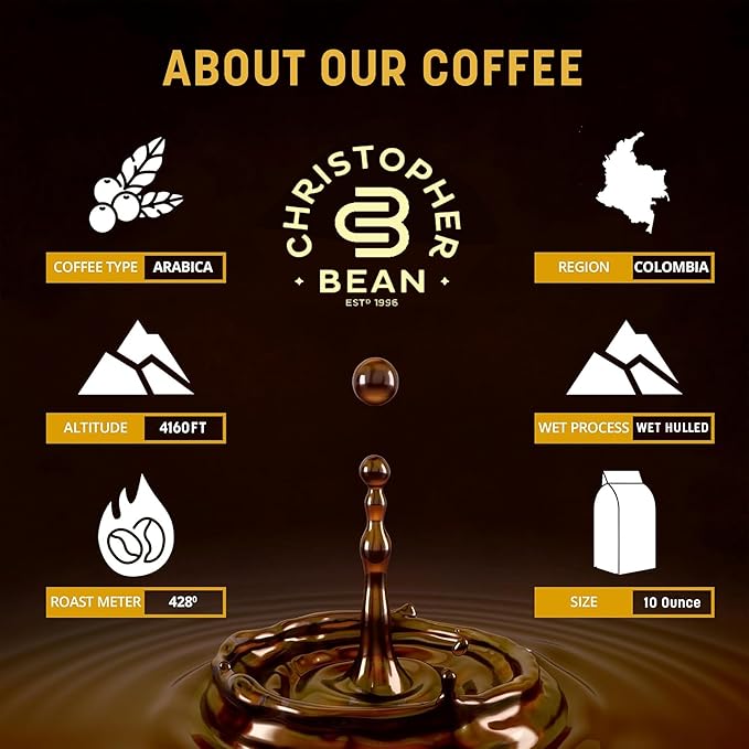 Christopher Bean Coffee - Certified Kosher - Decaf Ground Universal Drip Jamaica Me Crazy Flavored Coffee | Coffee Beans with Medium Roast 100% Arabica, No Sugar, No Fats, Non-Gmo | 10 - Ounce Bag