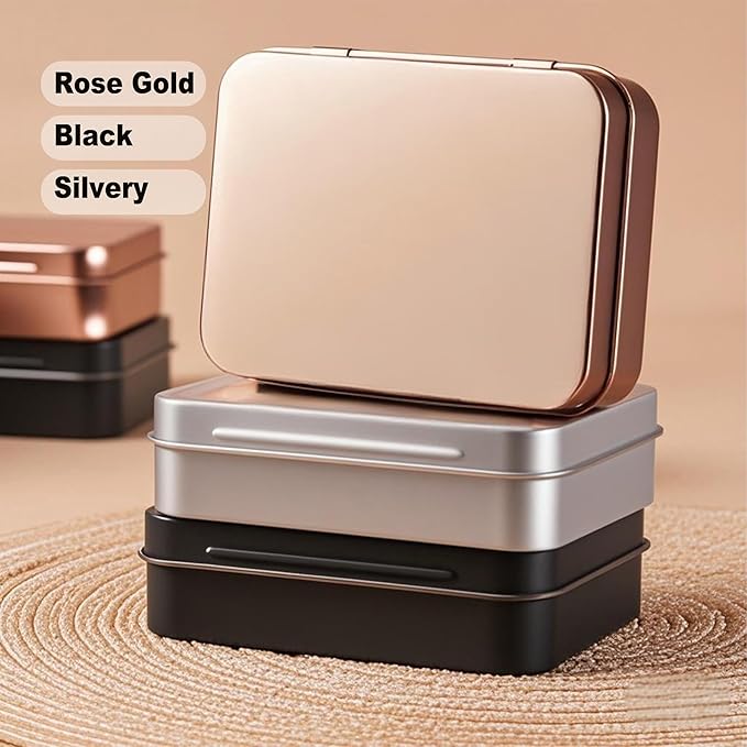 Small Metal Box With Lid-Cookie Tins Metal Tins With Lids Lens Wipes Storage Container Mini Portable Box,Empty Hinged Tin,For Organize Mint Candy Jar,Sewing Tools,DIY Gift Boxes(6 Pcs Silvery)