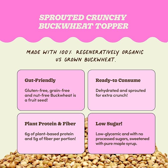 Lil Bucks Sprouted Regeneratively Grown Buckwheat Seeds– Paleo Cereal, Gluten-Free Granola, High in Protein, Low Sugar, Organic Superseed Crunch (CACAO, 6 Pack)