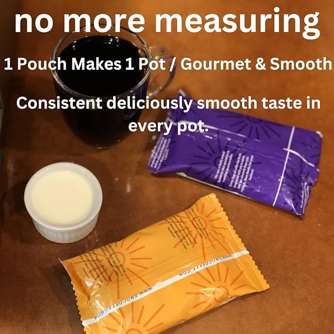 Sarasota Coffee Ground Packets | Gourmet Flavored Medium Roast Bulk Coffee Packs | Jamaican Me Crazy | Low Acid Mold Free Singles Individual Pouches for 12 Cup Coffee Maker | 2 Ounce Bags, 36 Count