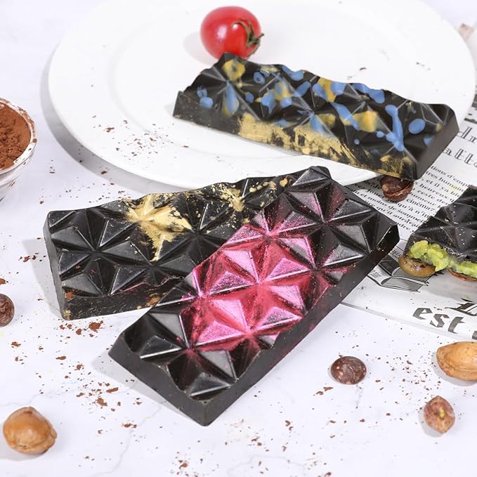Chocolate Bar Molds Deep Silicone Break-Apart Chocolate Nonstick Protein and Energy Thick Candy Bar Mold Wax Melt Mold 1 Pack Pyramid Shape