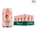 OLIPOP Prebiotic Soda Pop, Strawberry Vanilla, Pantry Pack Packed with Prebiotics, Fiber, and Botanicals, Gluten Free, Vegan, GMO Free, 12oz (12-Cans)