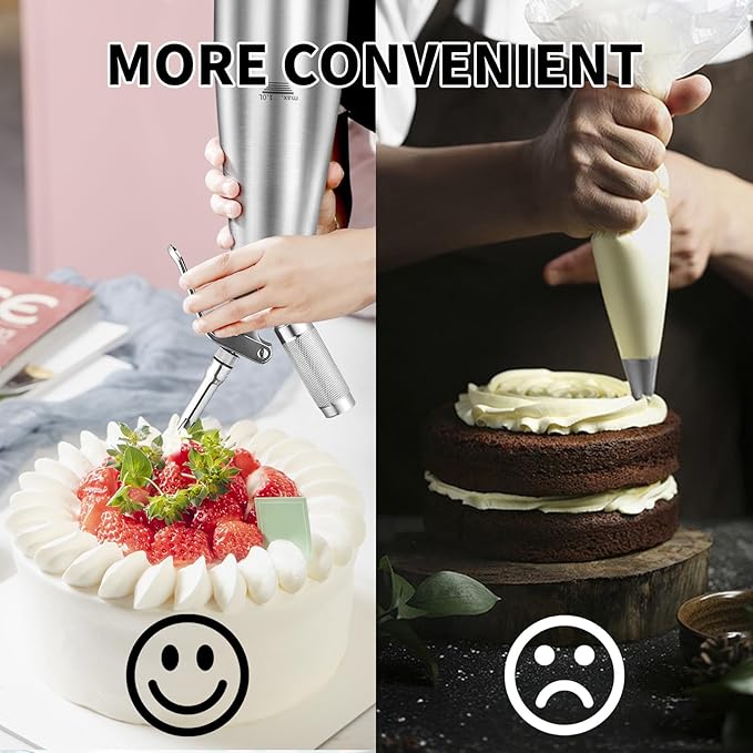 Professional Stainless Steel Cream Whipper, 1000ml – For Perfect Whipped Cream, Dessert Mousses, Cocktails & More – Easy to Use & Clean (Stainless Steel 1L)