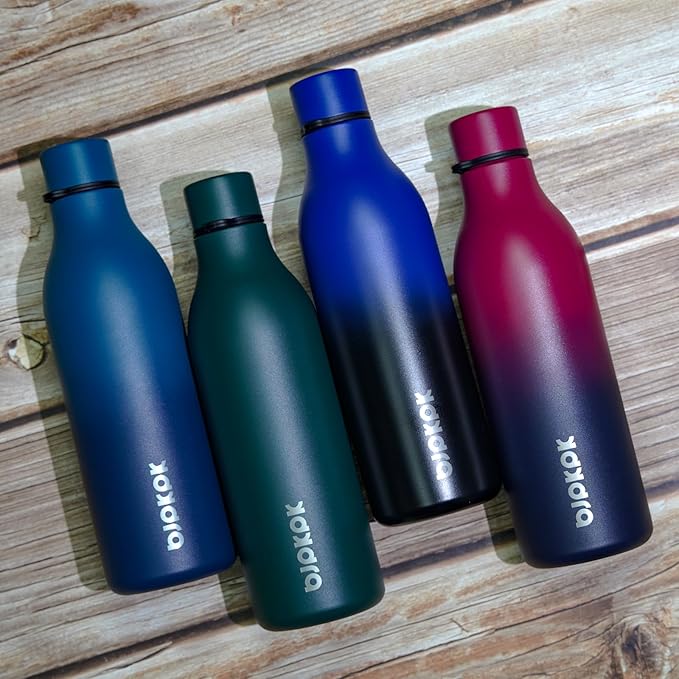 BJPKPK Insulated Water Bottles, 25 oz Stainless Steel Metal Water Bottle with Strap, BPA Free Leak Proof Thermos, Mugs, Flasks, Reusable Water Bottle for Sports & Travel, Lake Blue