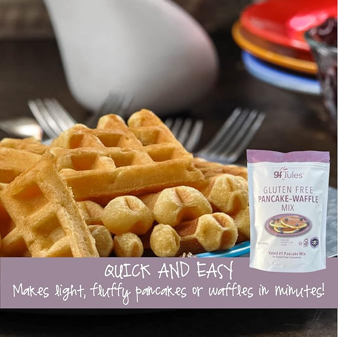 gfJules Certified Gluten Free Pancake & Waffle Mix | No Grit, Non-GMO, Vegan | Certified Top 9 Allergen-Free & Kosher | Voted #1 by Gluten Free & Celiac Consumers | 16 Ounces
