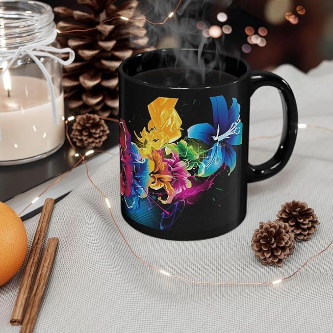 11 OZ Novelty Coffee Mug – Vibrant Floral Design – Unique Ceramic Tea & Coffee Cup – Gift for Women, Gardeners, Flower Lovers – Colorful Holiday Drinkware