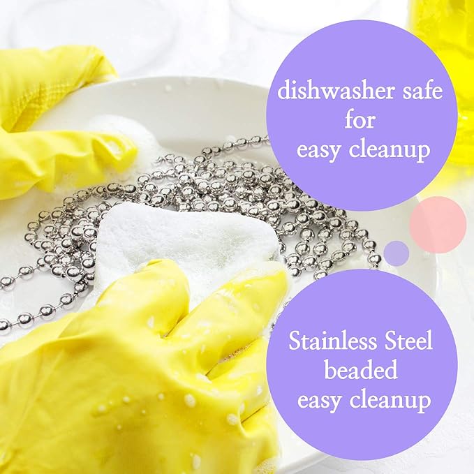Durable Baking Supplies: 2 Pack Stainless Steel Chain Pie Weights, Reusable and Easy to Clean, Odorless, Safe Pie Weights for Pie Crusts, Oven Safe Baking Beads (10 feet)