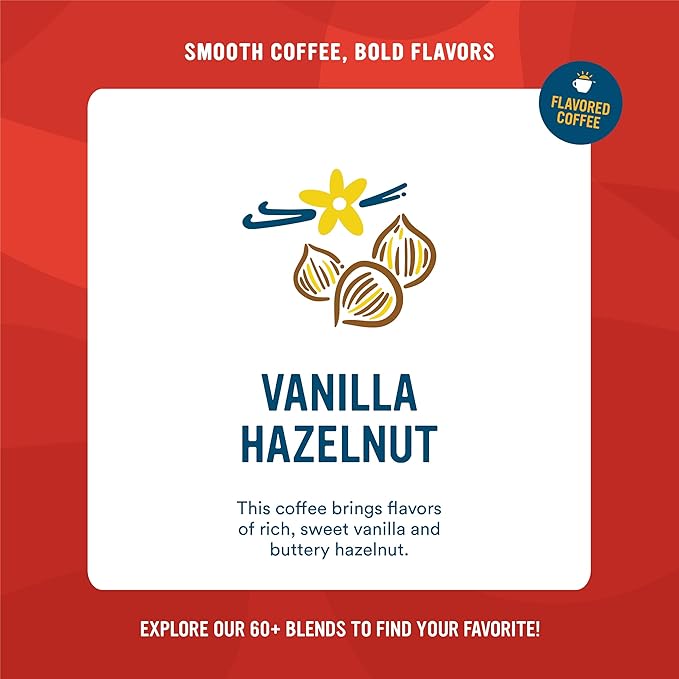 Cameron's Coffee Roasted Ground Coffee Bag, Flavored, Vanilla Hazelnut, 12 Ounce (Pack of 6)