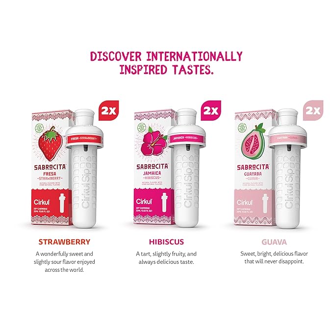 Cirkul Sabrocita Flavor Cartridge Variety Pack, 6-Pack (2 Strawberry, 2 Guava, 2 Hibiscus), No Sugar, Zero Calorie Drink Mix
