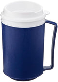 Sammons Preston Insulated Mug with Tumbler Lid, Durable Container for Hot and Cold Liquid Beverages, Tea, Smoothies, 12 oz Blue Travel Coffee Cup with Lid for Elderly, Disabled, Handicapped, Weak Grip