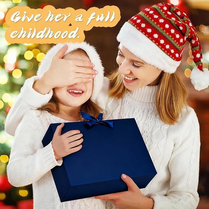 15Pack Gift Boxes with Lids, 10.6x7.8x3.1 Inches Bridesmaid Proposal Box with Ribbon, Navy Gift Boxes for Presents,Kraft Paper Boxes for Wedding Christmas Birthday Baby Shower Party