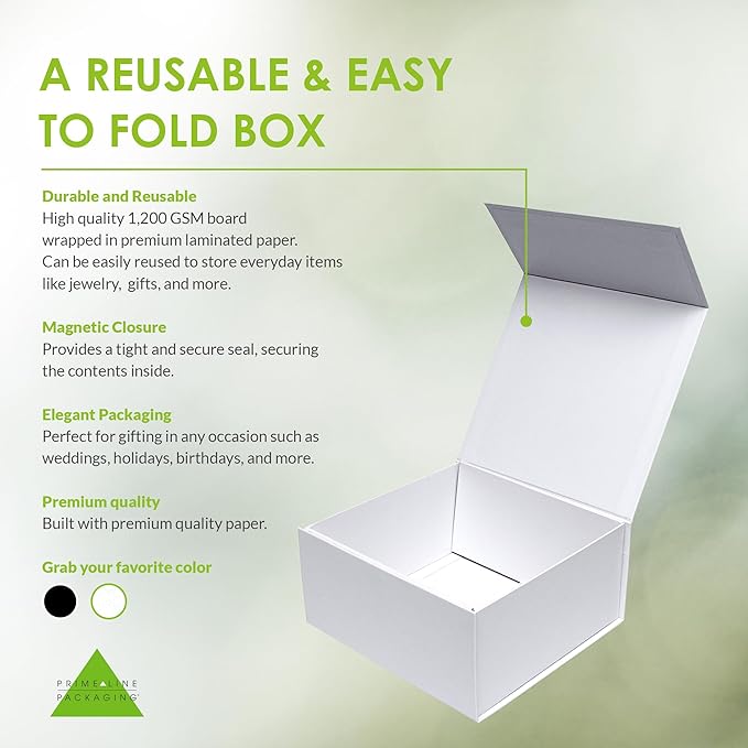 Prime Line Packaging Christmas Gift Boxes, Holiday Gift Boxes with Lids for Presents, Extra Large White Magnetic Gift Box for Gift Wrapping, Weddings, Storage, Bulk, 14x14x6, 15 Pack