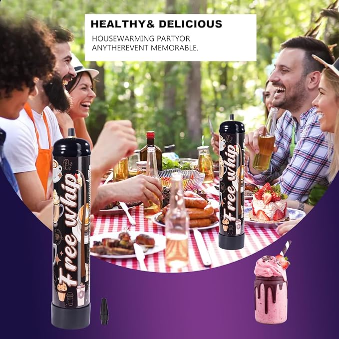 1.1L Whipped Cream Charger 640g Tank, Cartridges for Desserts & Cocktails, Fits with Any Standard Dispensers (6 Pack)