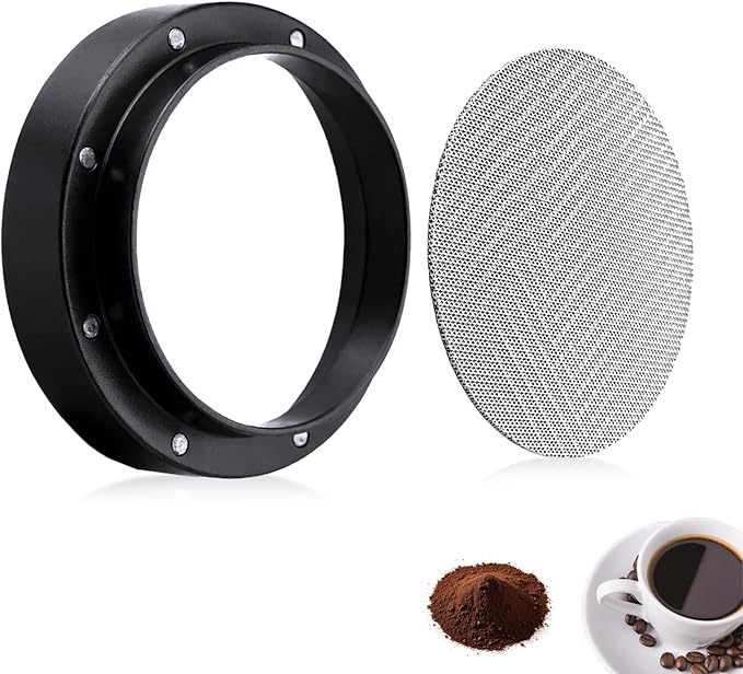 53mm Espresso Dosing Funnel and Puck Screen Set, Espresso Coffee Dosing Ring & 1.7mm 316 Stainless Steel Espresso Portafilter for Coffee Portafilter Filter Basket