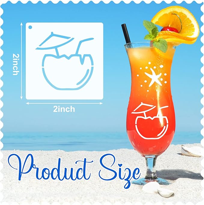 100 Pcs Stencils for Painting on Wood Reusable Stencil Crafts Drawing Templates Holiday Wall Paper for DIY Scrapbook Home 2 x 2 Inch(Hawaiian Style)