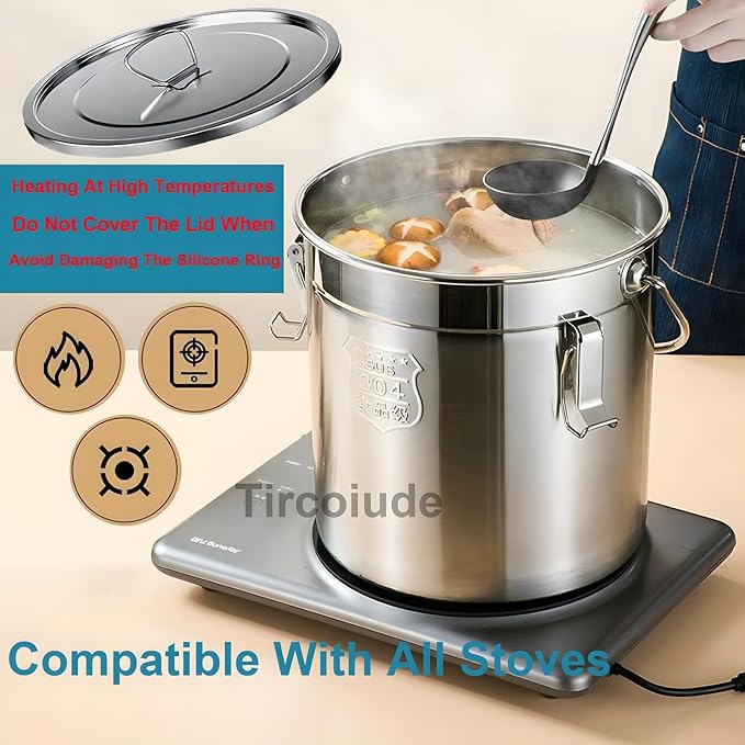 6L 1.5 gal Stainless Steel airtight Canister with Hand Airtight Lid Metal Storage Bucket, 304 Durable Food Storage Containers for Flour, Grain, Oil, Rice, Sugar Cereals Dispenser