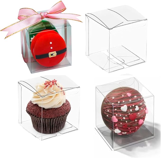 50 Pack 3x3x3 Inch Clear Hot Chocolate Bomb Boxes - Christmas & Birthday Gift Boxes