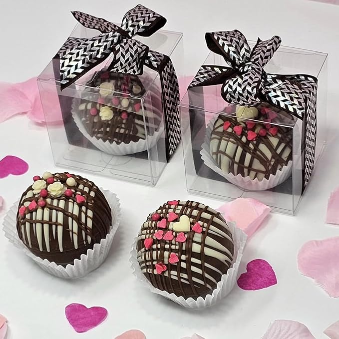 50 Pack 3x3x3 Inch Clear Hot Chocolate Bomb Boxes - Christmas & Birthday Gift Boxes