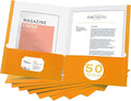 Zzrywuty File Folders with Pockets Letter Size, 50-Pack Paper Folders with Card Slot, Two Pocket Folders for School Students, Businessmen, Home and Office Workers (Orange)
