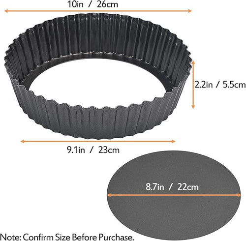 2 Pack Nonstick Tart Pan, Quiche Pan, Carbon Steel Deep-dish Pie Pan with Removable Loose Bottom (10 In)