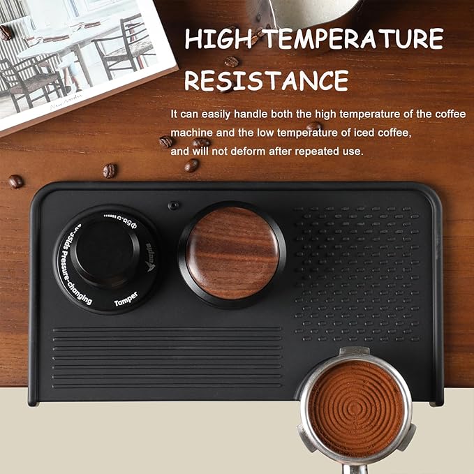 Espresso Tamping Mat – Food Grade Silicone Coffee Tamper Pad with Portafilter Slots, Heat Resistant, Anti-Slip, Waterproof Tamping Station for Baristas