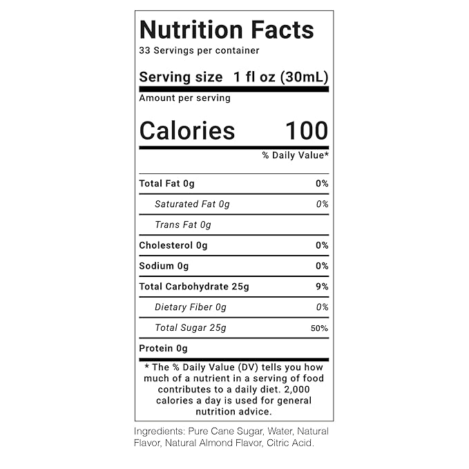 Monin - Almond Syrup, Sweet and Rich Nutty Aroma, Natural Flavors, Great for Coffee Drinks and Specialty Cocktails, Non-GMO, Gluten-Free (1 Liter)