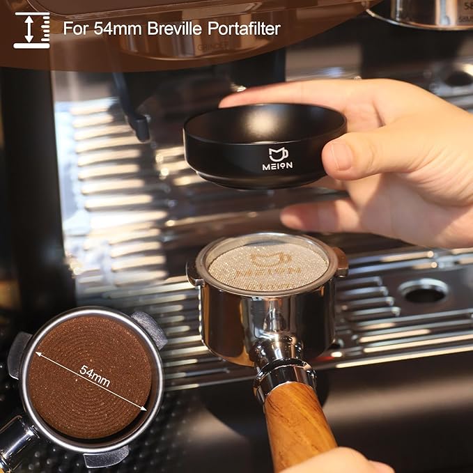 MEION 54mm Dosing Funnel for Breville Portafilters, Magnetic Espresso Dosing Funnel Coffee Funnel, Espresso Tools Espresso Accessories (54mm, Black)