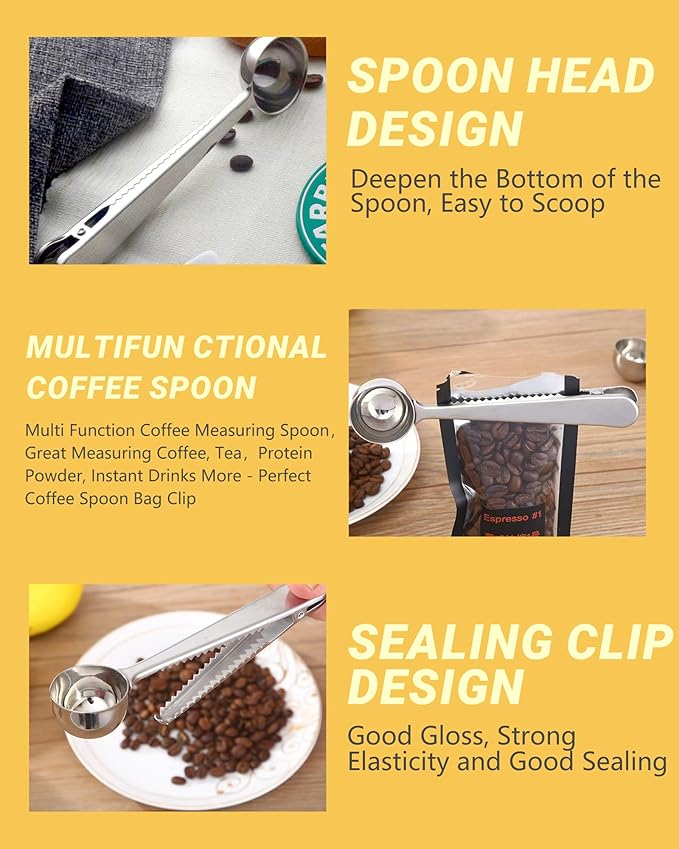 100 Pcs Unbleached Coffee Filters for 1-2 Cup Brewers, Small Disposable Paper Filters - 2-in-1 Stainless Steel Scoop & Clip, Compatible with Single Serve Pots & Travel Makers