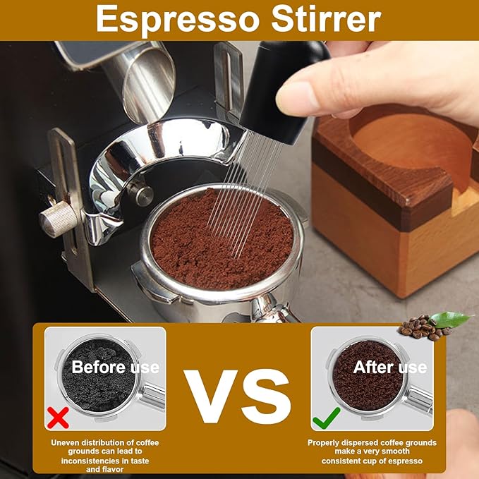 51mm Espresso Accessories,Wdt Tool espresso,Dosing Funnel And Coffee Puck Screen,Coffee Distributor,barista kit,0.4mm Stainless Steel 12pin Espresso Stirrer,With Additional 12 Replacement needles.