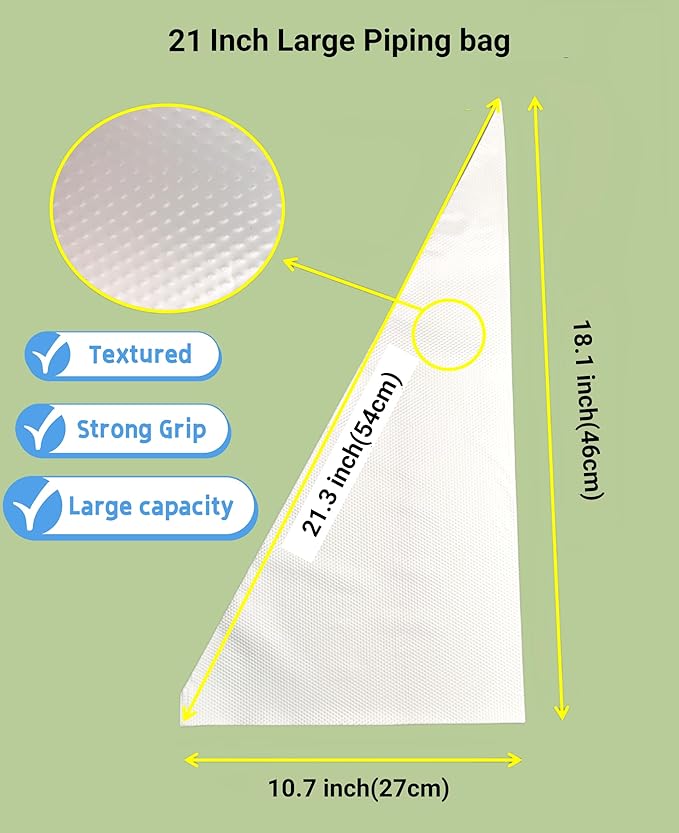 21 Inch Extra Large Piping Bags 200 Pack - Disposable Pastry Bags - Thick Anti-Burst Pastry Icing Frosting Piping Bags For Decorating Cupcakes Cakes Cookies (Large 21 Inch-200 Pack)