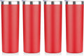 HASLE OUTFITTERS 20 oz Skinny Tumblers Bulk Set, Stainless Steel Insulated Slim Tumblers with Lids, Reusable Double Wall Travel Coffee Mugs, Durable Powder Coated Travel Water Cups(Red, 4)