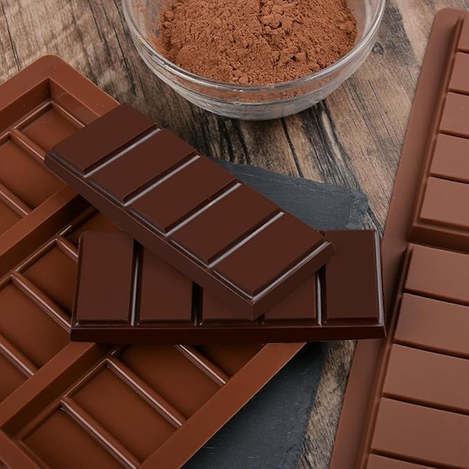 Deep Silicone Chocolate Bar Mold 2-Pack Break-Apart Design with 5 Snap Sections for Pistachio, Middle Eastern Desserts & Custom Candy Bars - Non-Stick, Food-Grade, Reusable Baking Molds