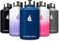 HYDRO CELL Stainless Steel Insulated Water Bottle with Straw - For Cold & Hot Drinks - Metal Vacuum Flask with Screw Cap and Modern Leakproof Sport Thermos for Adults (Navy 64oz)