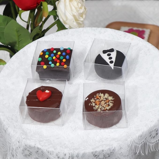 100Pack 2.17x2.17x1.38 Inch Chocolate Covered Ore Boxes Single Macaron Boxes Brownie Boxes S'Mores Treat Boxes Candy Boxes Small Gift Boxes for wedding Bridal Shower Birthday Party Favors